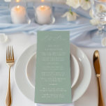 Menu de Casamento Verde e Branco da Elegante Sage<br><div class="desc">Esfortadamente elegante, este cardápio de casamento traz uma sensação refinada e arejada para a sua celebração. Projetado em verde macio com tipografia serif minimalista, é perfeito para cerimônias à beira-mar, recepções de jardim, ou qualquer evento com uma estética relaxada e sofisticada. Personalize este menu editável clicando em "Detalhes". Para mover...</div>