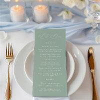 Menu de Casamento Verde e Branco da Elegante Sage