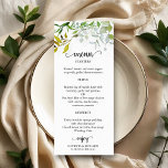 Menu de Casamento Verde Elegante em Aquarela<br><div class="desc">Prepare-se para ser cativado pela nossa exuberante suíte de casamento verde! Encantada com belas ilustrações de folhas de eucalipto e melhorada pela caligrafia romântica, esta suite é o toque final perfeito para o seu casamento mágico de jardim. Se você está sonhando com algo extra especial ou tem solicitações únicas, não...</div>