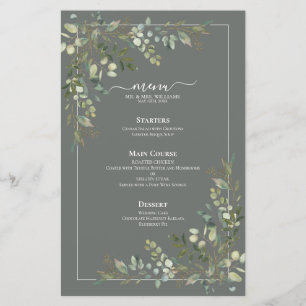 Menu de Casamento Verde Eucalyptus Botanical Sage