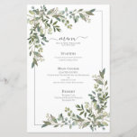 Menu de Casamento Verde Eucalyptus Botanical Sage<br><div class="desc">Crie a configuração perfeita de recepção com este design de menu de 5, 5 x 8, 5" com este elegante design floral de cor d'água botânica de eucalipto. Perfeito para, mas não limitado a, aquele casamento no quintal e no jardim. Parte de um conjunto correspondente. Consulte a coleção de cheios...</div>