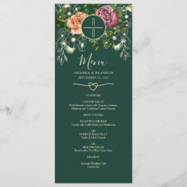 Menu de Casamento Verde Floral Emerald