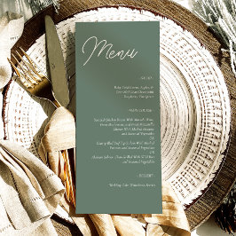 Menu de Casamento Verde Modelo para Impressão Míni