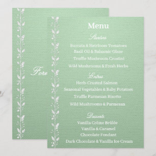 Menu de Casamento Verde Pistácio Elegante