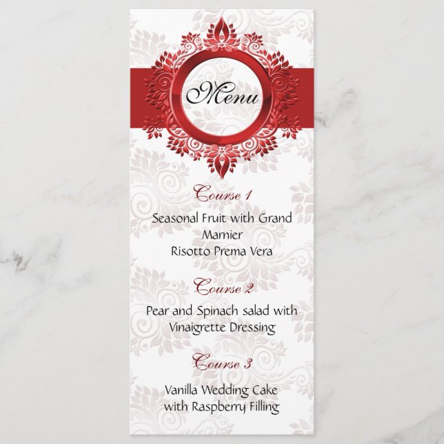 menu de casamento vermelho (Frente)