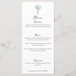 Menu de Casamento Vertical Saguaro Verde Cactus