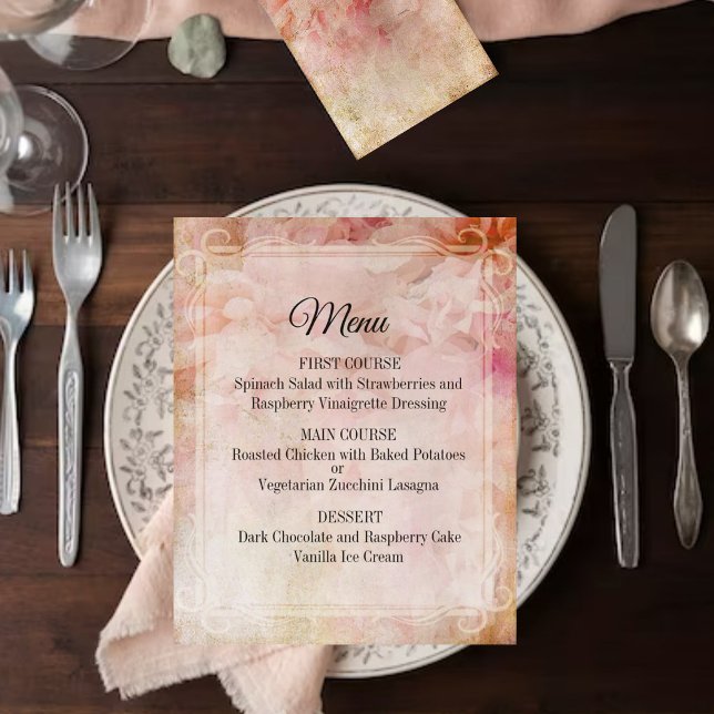 Menu de Casamento vintage Floral Azul (Criador carregado)