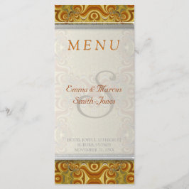 Menu de Casamento vintage Retroboêmico Dourado Ter