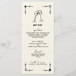 Menu de Casamento Whimsical com Letras Manuscritas