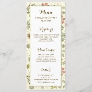 Menu de Casamento Whimsical Snowflakes