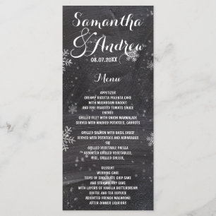 Menu de casamentos com flocos de neve modernos de