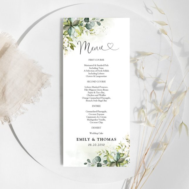 Menu de Cerimônia de Casamento Verde (Criador carregado)