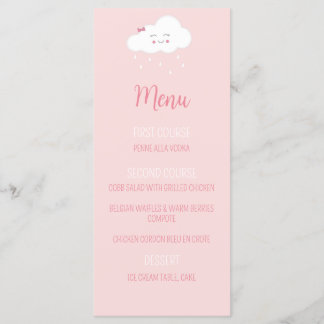 Menu de Chá da Menina da Nuvem Rosa