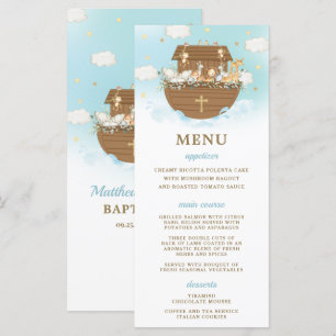 Menu de Chá de fraldas de aniversário do Batismo A