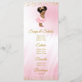 Menu de Chá de fraldas Princesa Dourada rosa