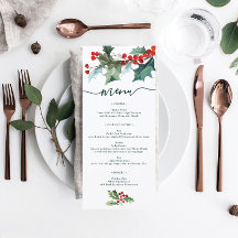 Menu de Chá de panela de Casamento de Natal Holly