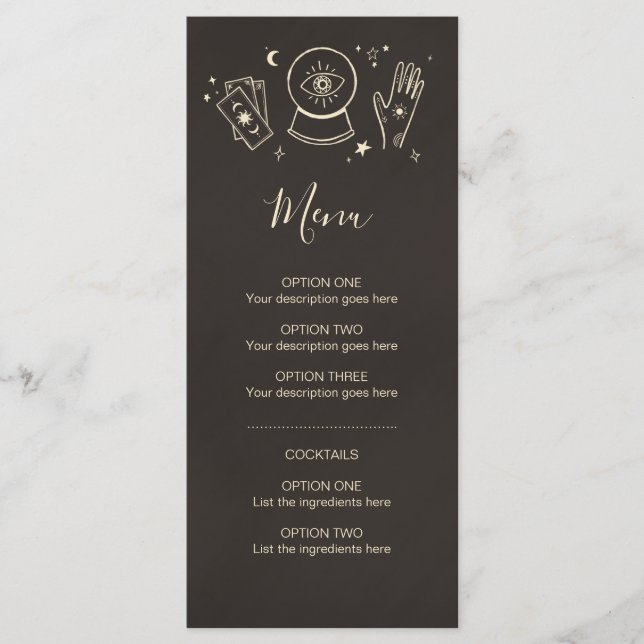 Menu de cocktail de Halloween da bruxaria (Frente)