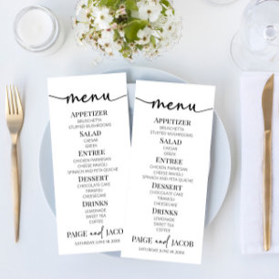 Menu de Comida Básica de Casamento Simples Minimal