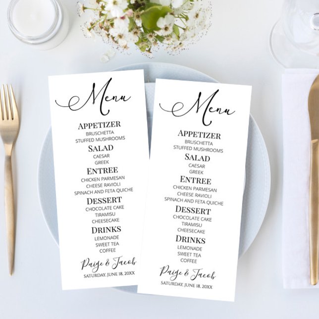 Menu de Comida de Casamento Clássico Elegante Míni (Criador carregado)