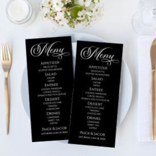 Menu de Comida de Casamento Clássico Elegante Míni