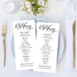 Menu de Comida de Casamento Clássico Elegante Míni<br><div class="desc">Este é um menu de casamento elegante minimalista.</div>