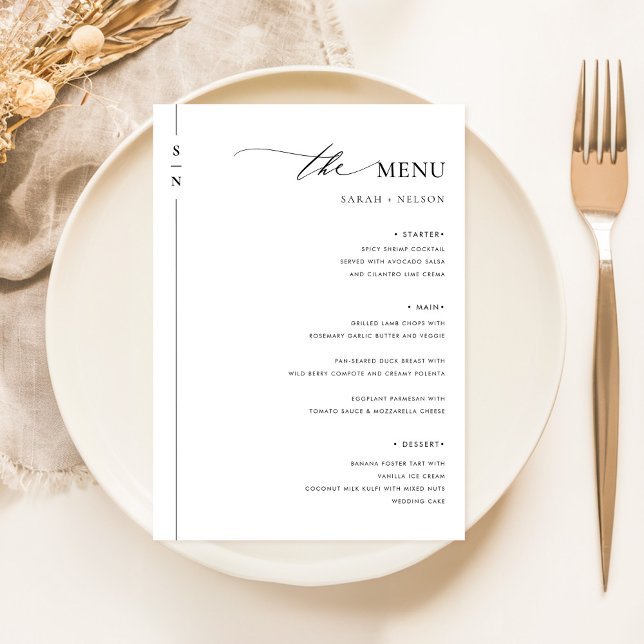 Menu de Comida de Casamento Elegante Simples (Criador carregado)