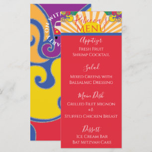 Menu de Comida de espiral Elegante do Bar Bat Mitz