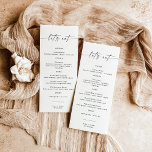 Menu de Comida de Janto de Casamento Minimalista |<br><div class="desc">Este lindo Menu Casamento apresenta caligrafia manuscrita com um layout moderno minimalista - um sotaque perfeito para seu casamento ou evento especial. Use este cardápio para qualquer ocasião, seja seu casamento, noiva ou chá de fraldas, festa de noivado, festa de aposentadoria... o que você quiser! Edite com facilidade o texto...</div>