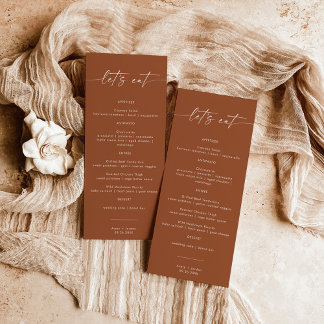 Menu de Comida de Janto de Casamento Terracotta |