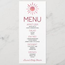 Menu de Comida do Boho Bohemian Pink Sun