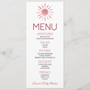 Menu de Comida do Boho Bohemian Pink Sun