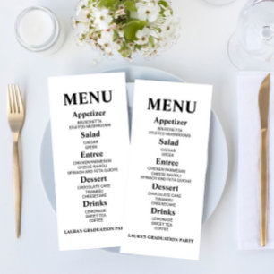 Menu de Comida mínima da Festa de formatura