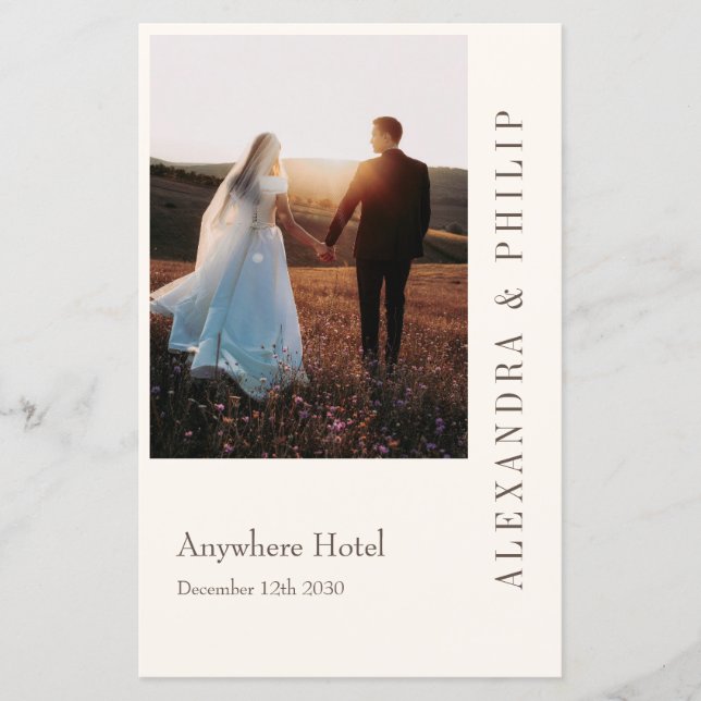 Menu de Convite de Casamento com Tipografia Elegan (Frente)