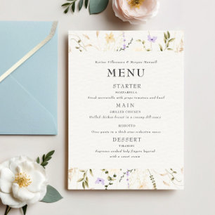 Menu de Convite para Casamento Elegante das Flores