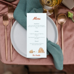 Menu de Cores d'Água do Casamento do Sul da Califó