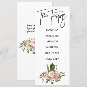 Menu de Degustação de Chá Floral Rosa Dourado e Be