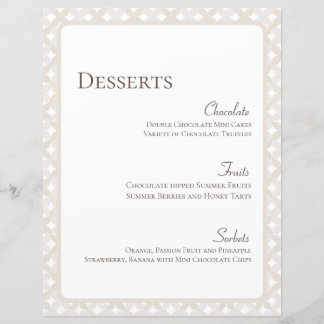 Menu de deserto personalizável Boho Wedding 8.5X11