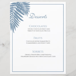 Menu de deserto personalizável do Blue Palm Weddin