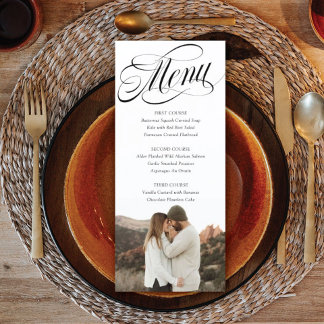 Menu de Dia de Casamento de Foto por Escritura