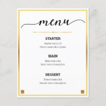 Menu de Evento de Casamento de Fronteira Dourada M