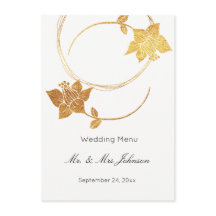 Menu de Evento Floral Dourado Delicado Branco