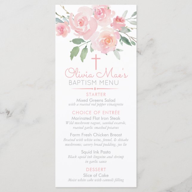 Menu de Evento Personalizado de Rapariga de Rosas  (Frente)