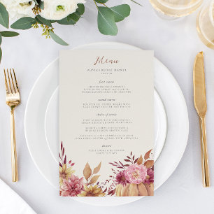Menu de eventos de queda de abóbora e flores silve