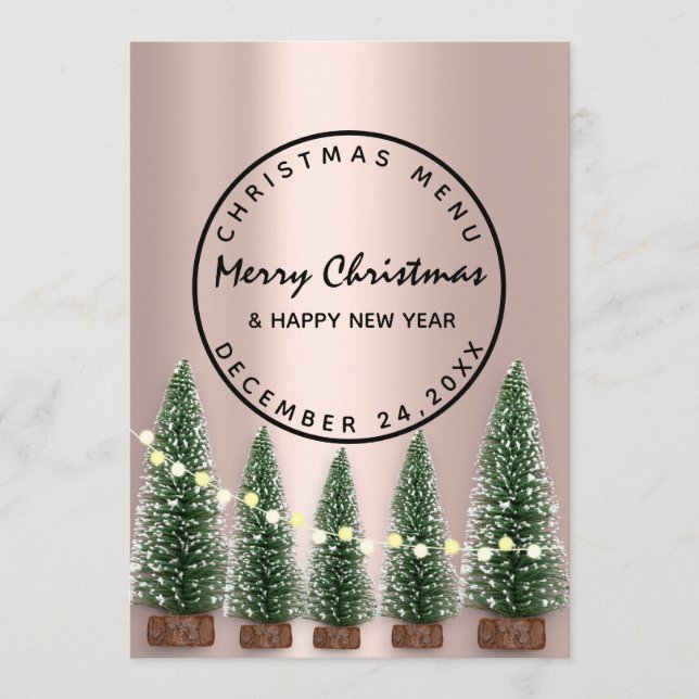 Menu de Férias de Natal Light Green Rose (Frente)