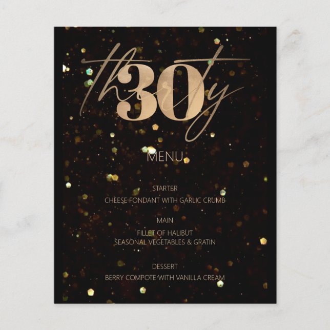 Menu de Festa de aniversário de Orçamento de 30 Do (Frente)