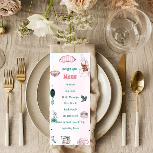 Menu de Festa de aniversário do Girl Spa