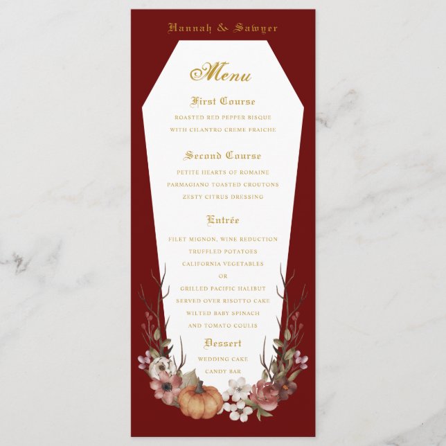 Menu de Festa de casamento do Halloween Vampire Co (Frente)