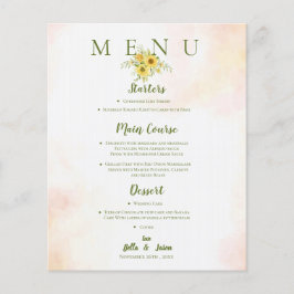 Menu de Festa de casamento Floral Amarelo de Giras