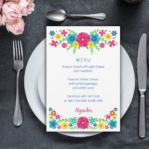 Menu de flores coloridas da Quinceañera