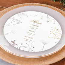 menu de flores silvestres aquarela